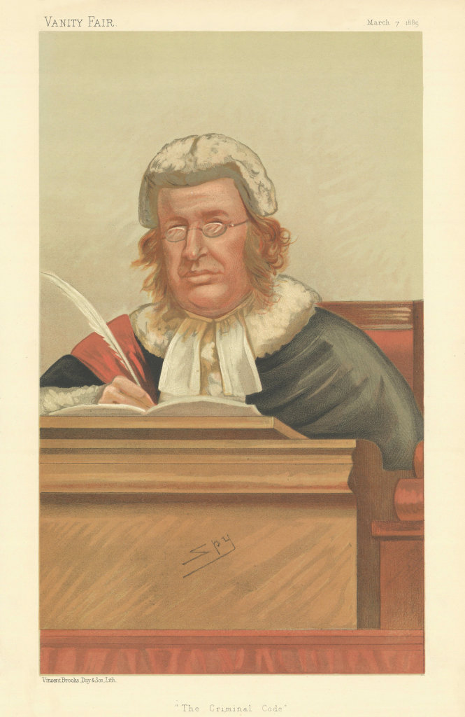 VANITY FAIR SPY CARTOON Sir James F Stephen 'The Criminal Code' Judges 1885