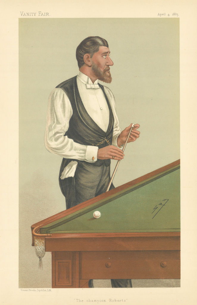 VANITY FAIR SPY CARTOON John Roberts Jr 'The champion Roberts' Billiards 1885