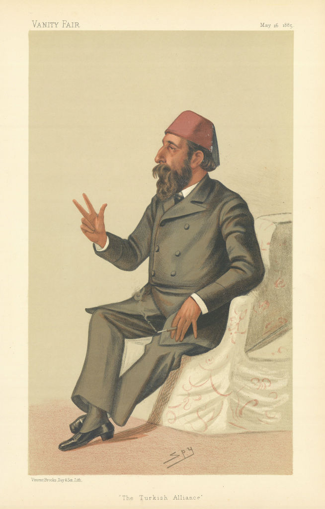 VANITY FAIR SPY CARTOON Hassan Fehmy Pasha 'The Turkish Alliance' Turkey 1885