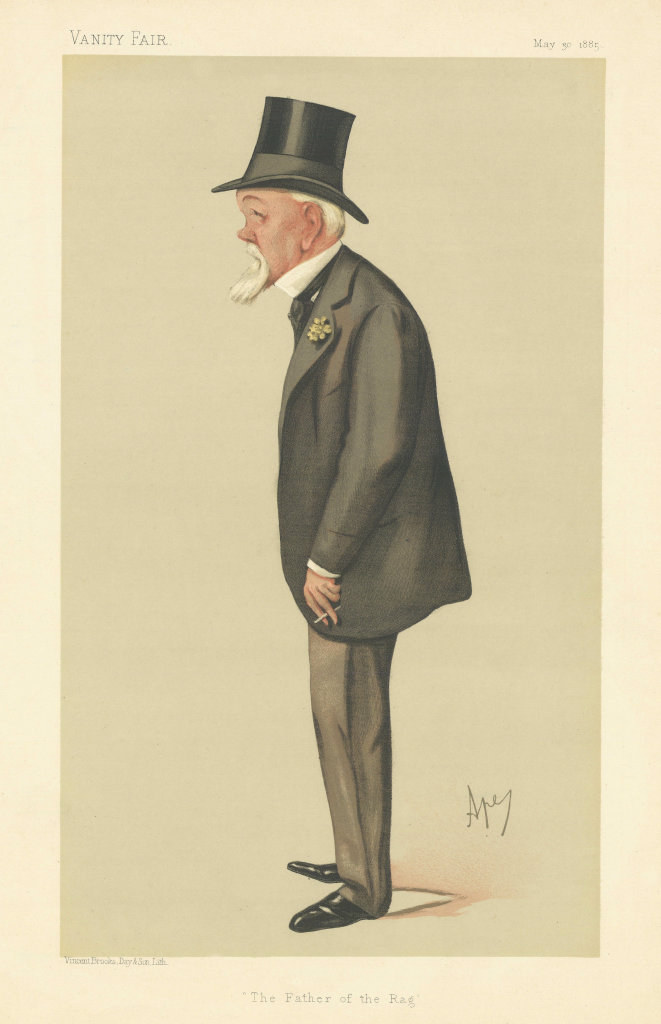 VANITY FAIR SPY CARTOON Augustus G. F. Jocelyn 'Father of the Rag' 1885 print