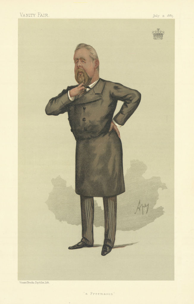 VANITY FAIR SPY CARTOON The Earl of Limerick 'a Freemason' by Ape 1885 print