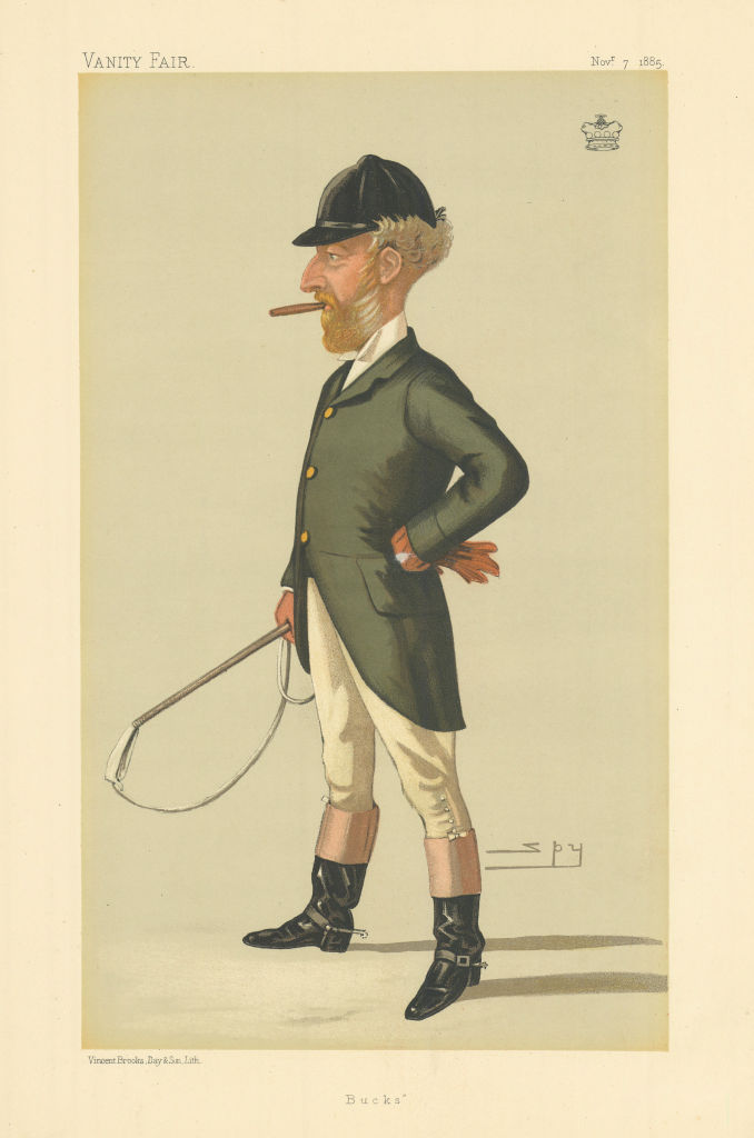 VANITY FAIR SPY CARTOON Sir Robert Bateson-Harvey Bt MP 'Bucks' Fox Hunter 1885