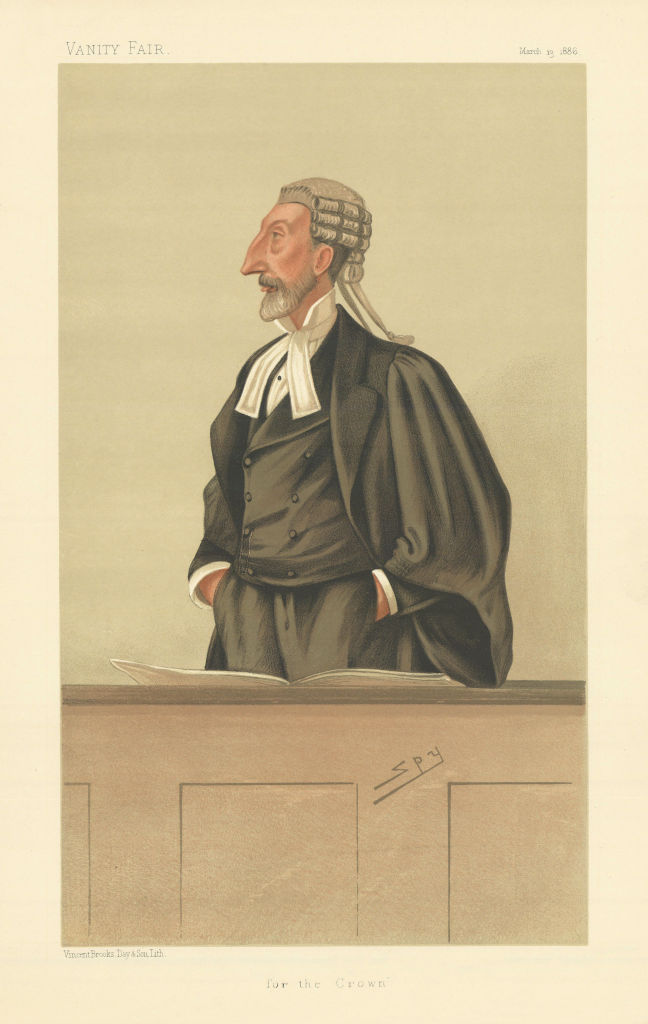 VANITY FAIR SPY CARTOON Henry Bodkin Poland 'for the Crown' Law 1886 old print
