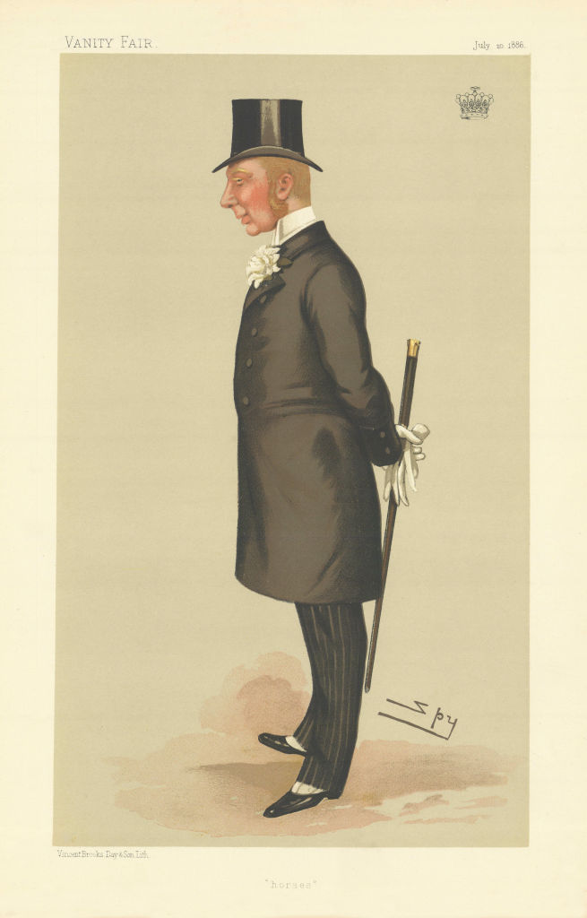 VANITY FAIR SPY CARTOON The Earl of Lonsdale 'Horses' 1886 old antique print