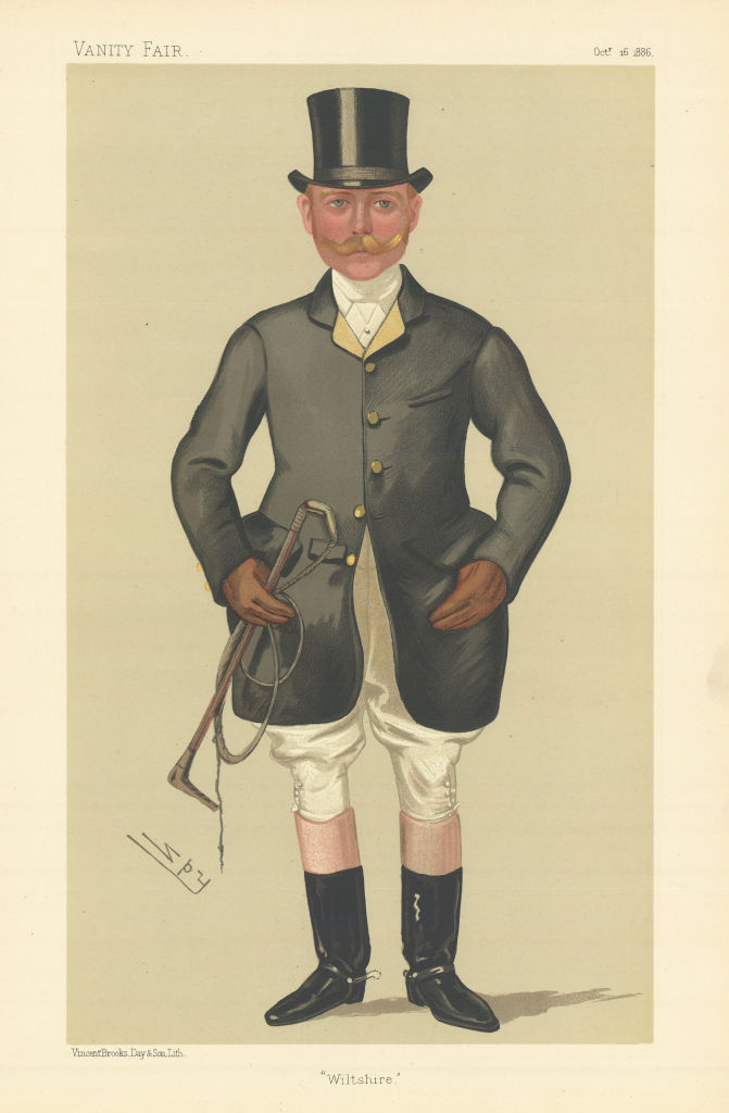 VANITY FAIR SPY CARTOON Walter Hume Long MP 'Wiltshire'. Sport Riders 1886