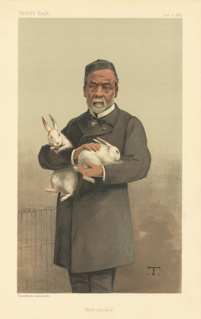 Associate Product VANITY FAIR SPY CARTOON Louis Pasteur 'Hydrophobia' Vaccination 1887 old print