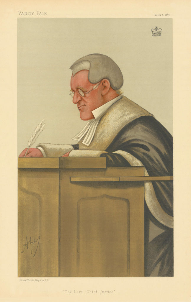 VANITY FAIR SPY CARTOON Lord Coleridge 'The Lord Chief Justice' Judge. Law 1887
