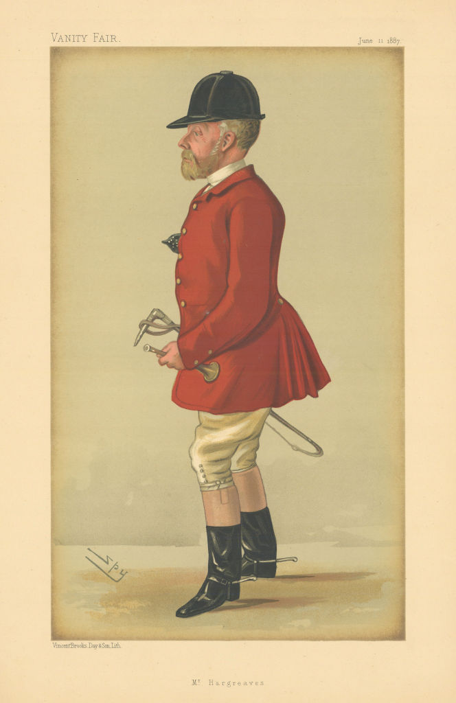 VANITY FAIR SPY CARTOON Col John Hargreaves MFH 'Mr Hargreaves' Fox hunter 1887