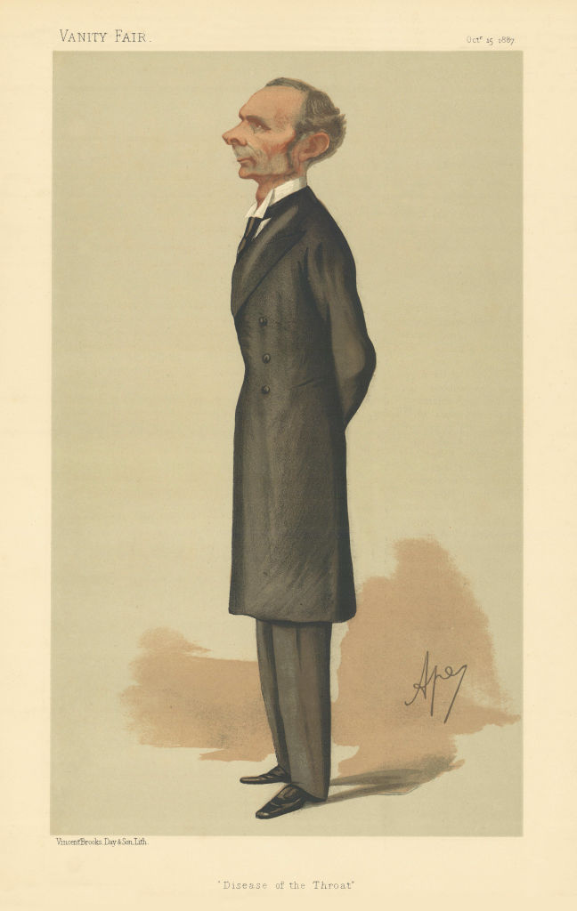 VANITY FAIR SPY CARTOON Morrell Mackenzie 'Disease of the Throat' Doctor 1887