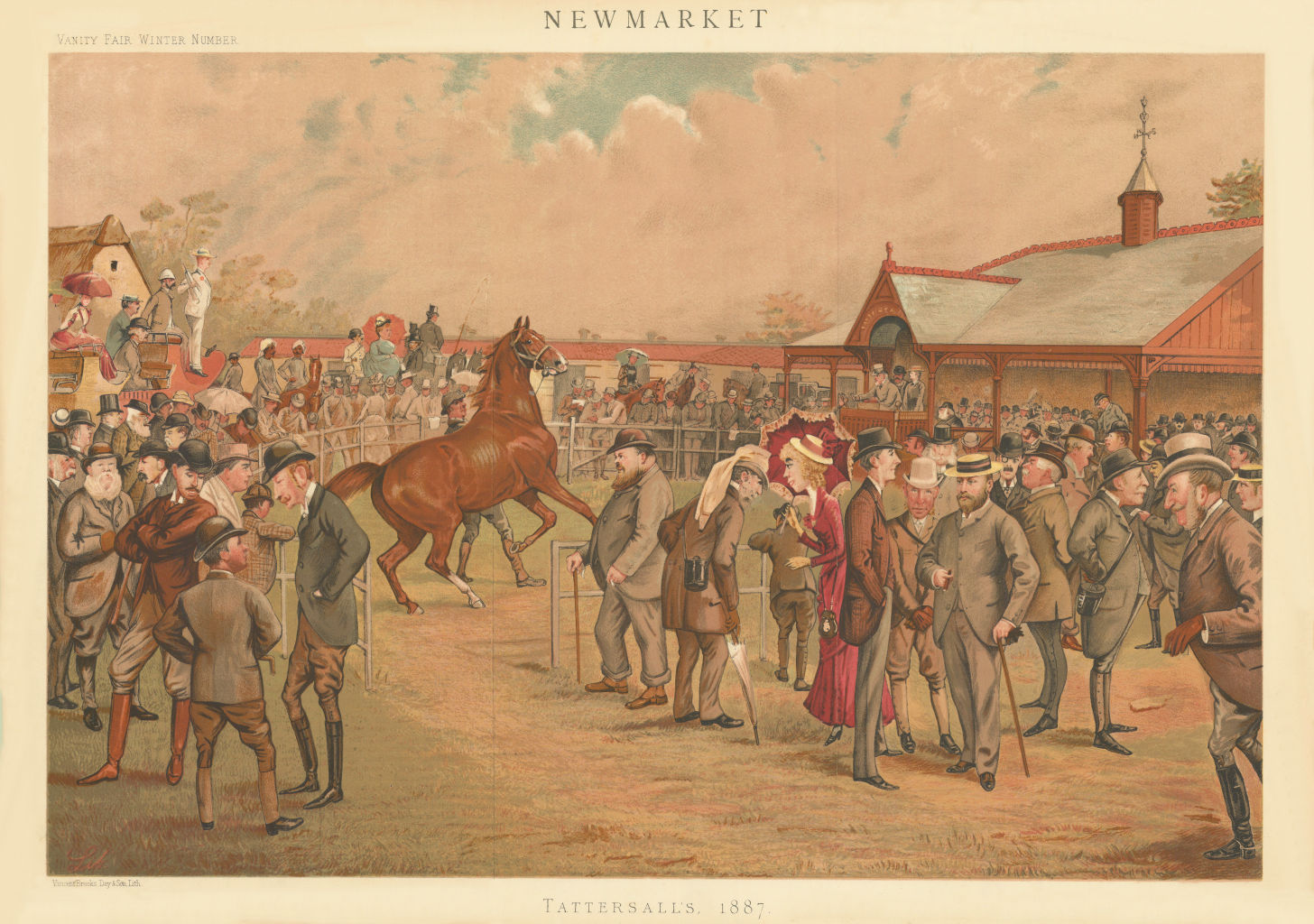 VANITY FAIR SPY CARTOON FOLIO Tattersall's, Newmarket. Racehorse auction 1887