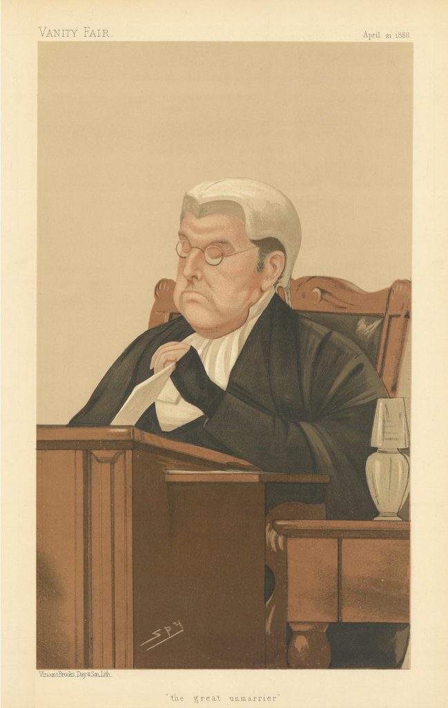 VANITY FAIR SPY CARTOON Sir James Hannen 'the great unmarrier' Judge. Law 1888