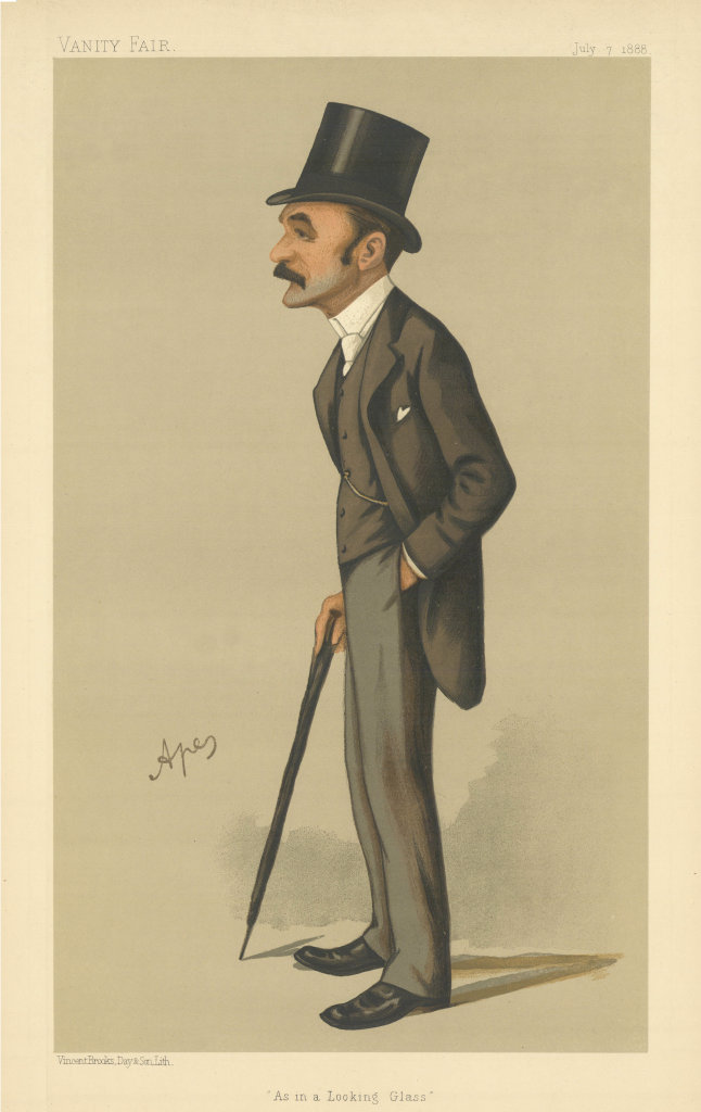 VANITY FAIR SPY CARTOON Francis Charles Philips 'As in a Looking Glass' 1888