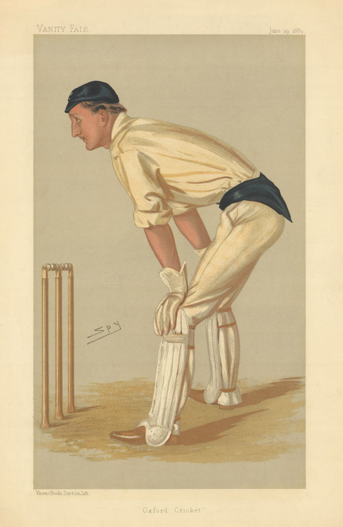 VANITY FAIR SPY CARTOON Hylton Philipson 'Oxford Cricket' Wicket keeper 1889