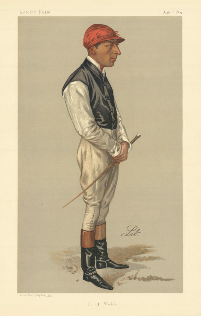 VANITY FAIR SPY CARTOON Fred Webb. Jockeys. By Lib 1889 old antique print