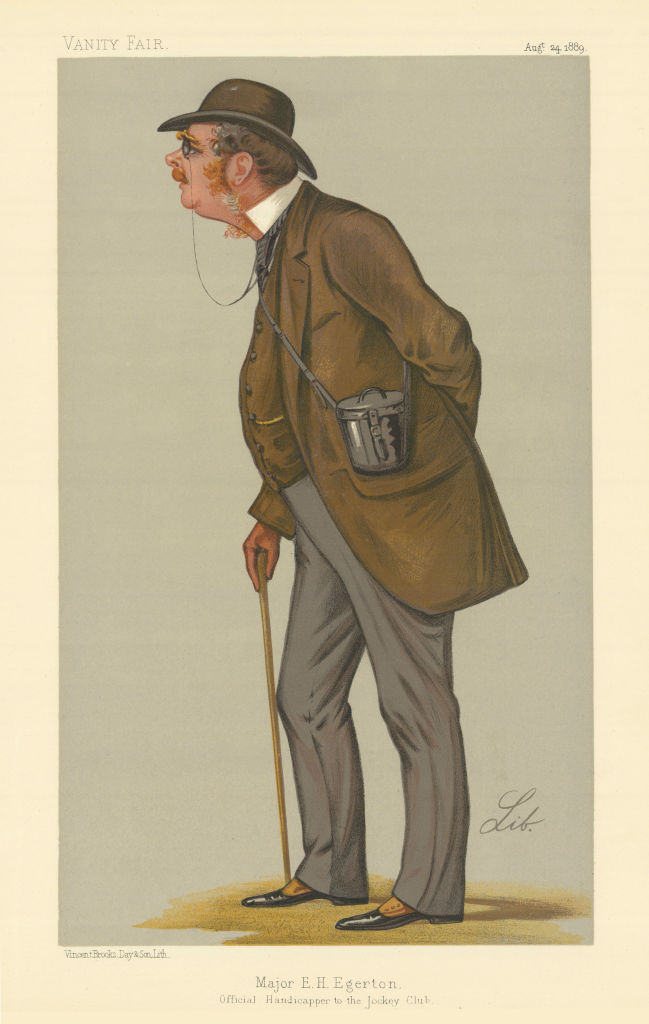 VANITY FAIR SPY CARTOON E Egerton 'Official Handicapper to the Jockey Club' 1889