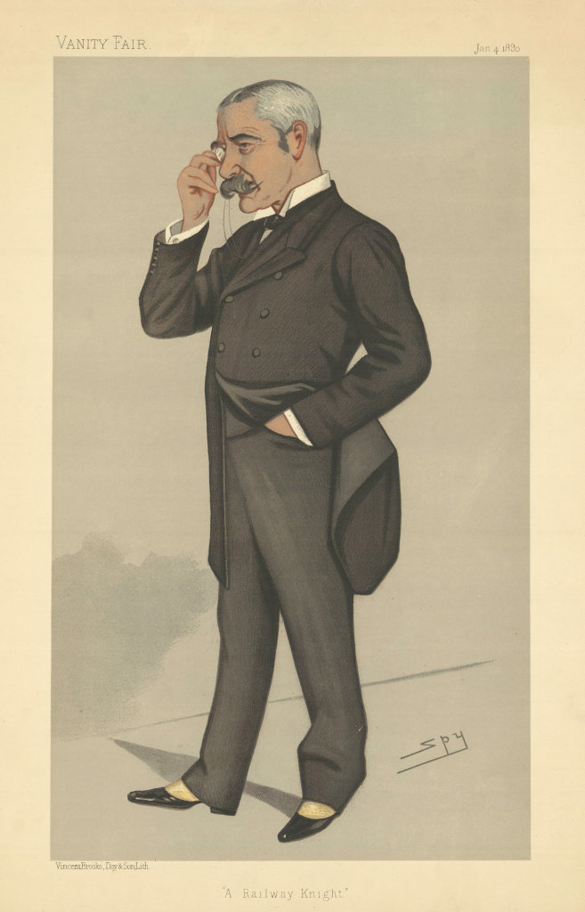VANITY FAIR SPY CARTOON Sir Myles Fenton 'A Railway Knight' Railways 1890