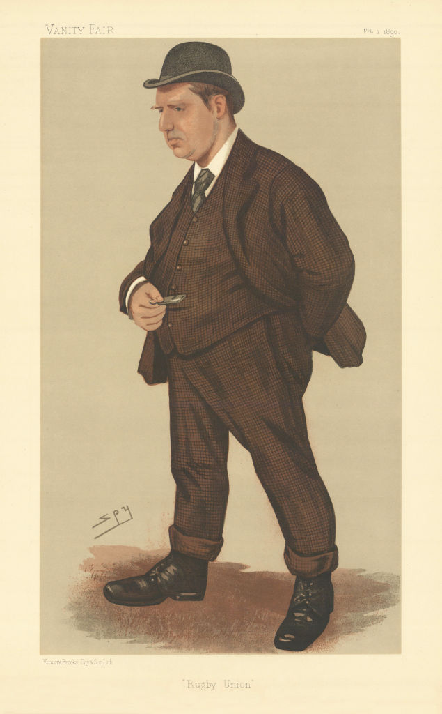 VANITY FAIR SPY CARTOON George Rowland Hill 'Rugby Union' 1890 old print