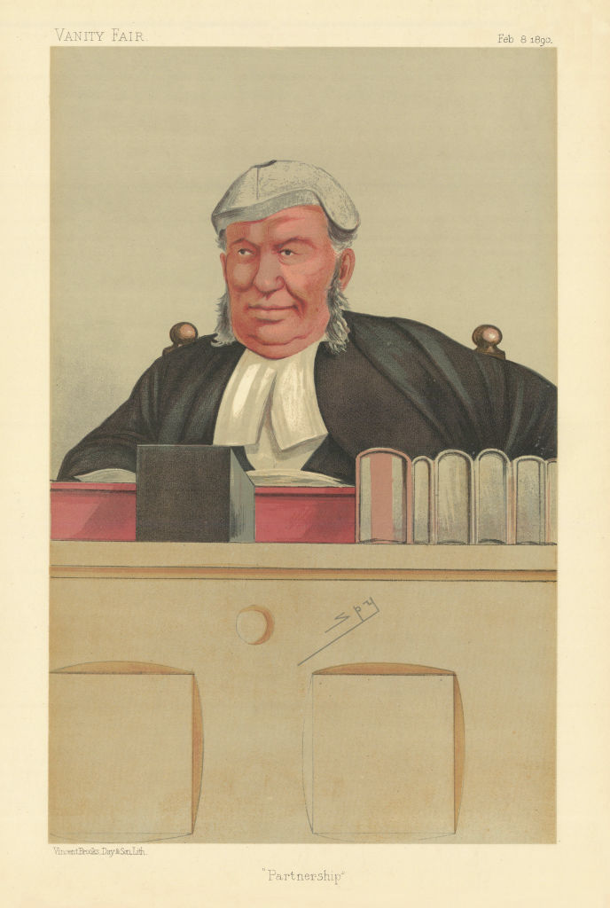 VANITY FAIR SPY CARTOON Lord Justice Nathaniel Lindley 'Partnership' Judge 1890