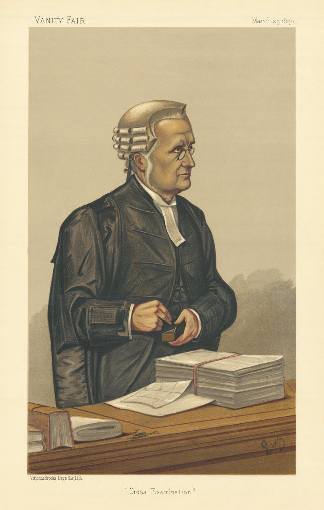 VANITY FAIR SPY CARTOON Sir Charles Russell QC 'Cross Examination' Law 1890