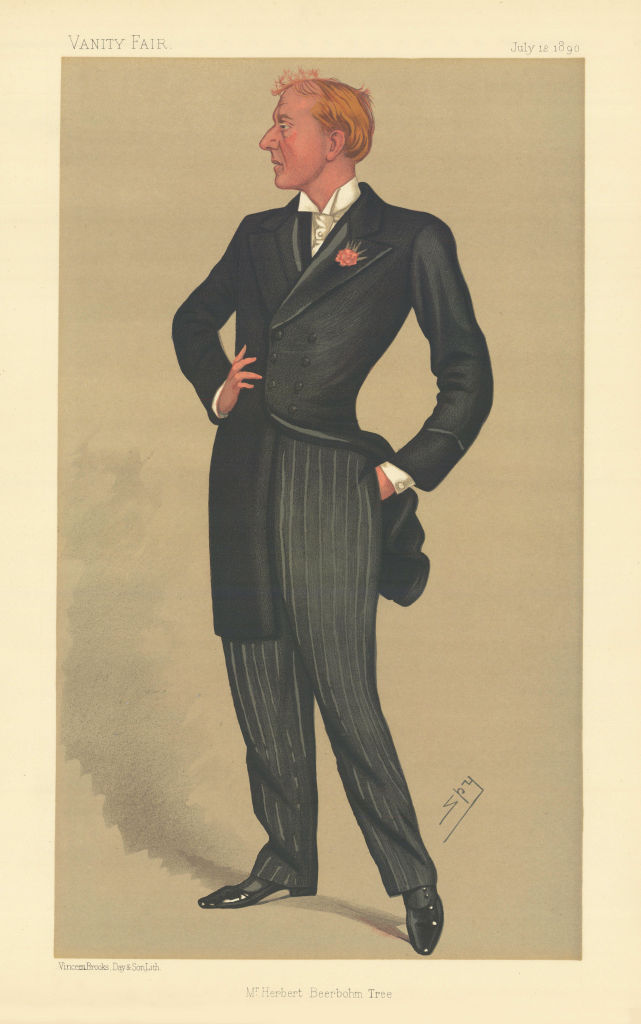VANITY FAIR SPY CARTOON 'Mr Herbert Beerbohm Tree'. Theatre Actor 1890 print