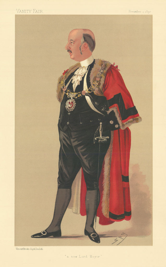 VANITY FAIR SPY CARTOON Sir Joseph Savory 'A new Lord Mayor' of London 1890