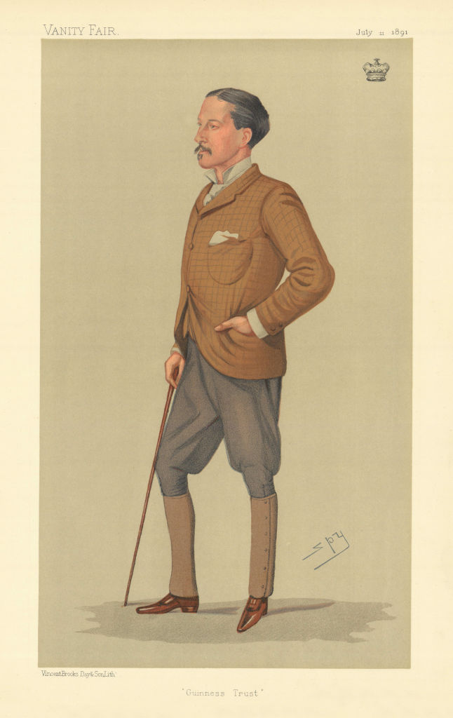 VANITY FAIR SPY CARTOON Lord Iveagh 'Guinness Trust' Beer 1891 old print