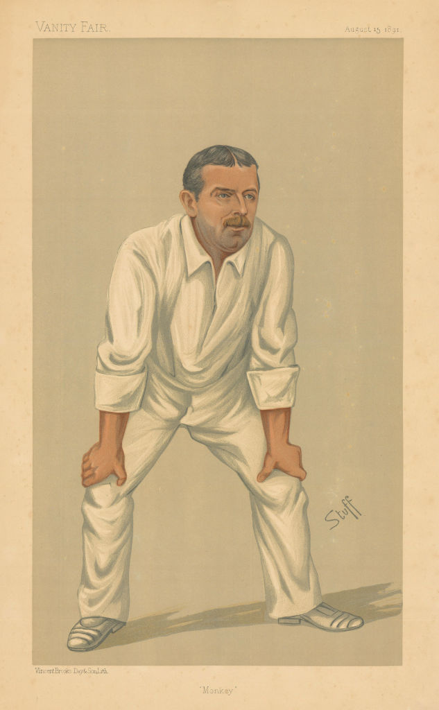 VANITY FAIR SPY CARTOON Albert Neilson Hornby 'Monkey' Cricket. Fielder 1891
