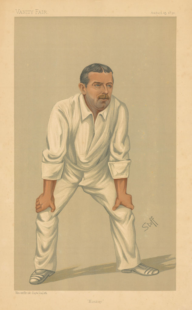 Associate Product VANITY FAIR SPY CARTOON Albert Neilson Hornby 'Monkey' Cricket. Fielder 1891