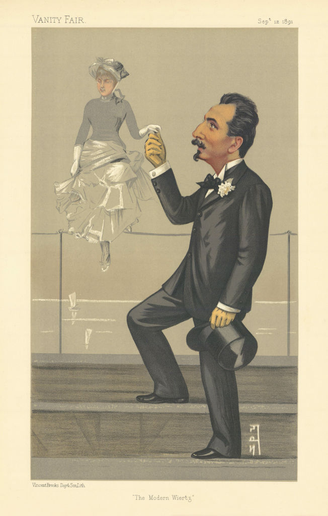 VANITY FAIR SPY CARTOON Jan Marie Constantin van Beers 'The Modern Wiertz' 1891
