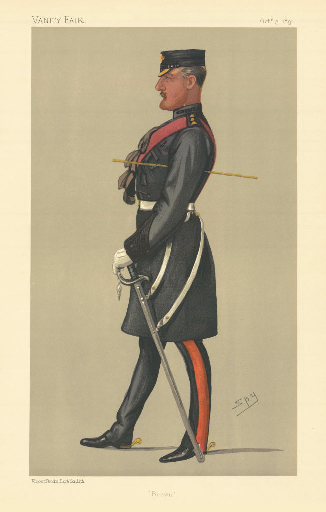 VANITY FAIR SPY CARTOON Colonel Herbert Francis Eaton 'Brown' Military 1891