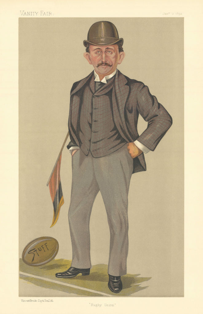 VANITY FAIR SPY CARTOON Edward Temple Gurdon 'Rugby Union'. STUFF 1892 print
