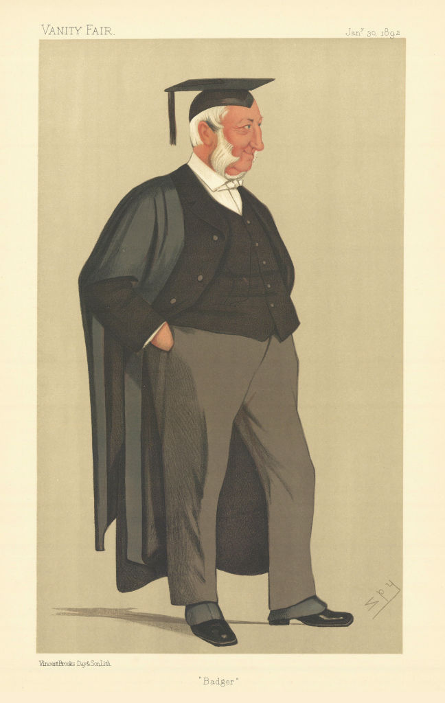 VANITY FAIR SPY CARTOON Rev Edward Hale FRGS FGS 'Badger' Academics 1892 print