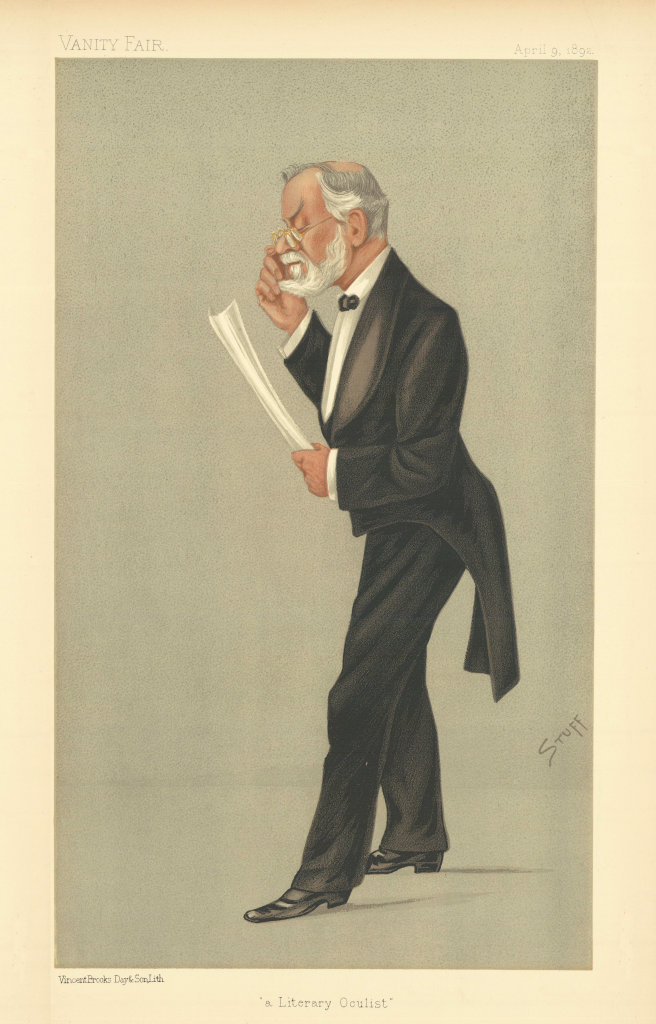 VANITY FAIR SPY CARTOON Robert Brudnell Carter 'a Literary Oculist' Doctor 1892