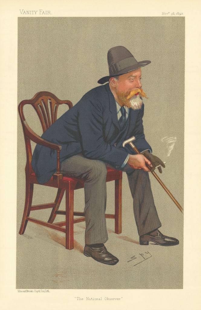 VANITY FAIR SPY CARTOON William Henley 'The National Observer' Newspapers 1892