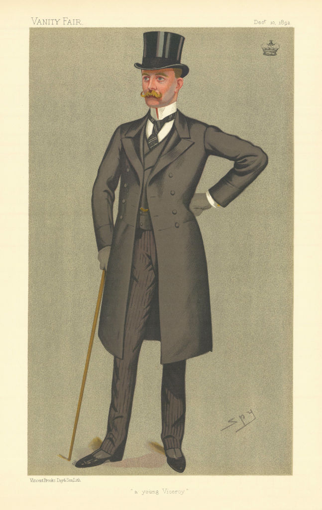 VANITY FAIR SPY CARTOON Lord Houghton 'a young Viceroy' Ireland 1892 old print
