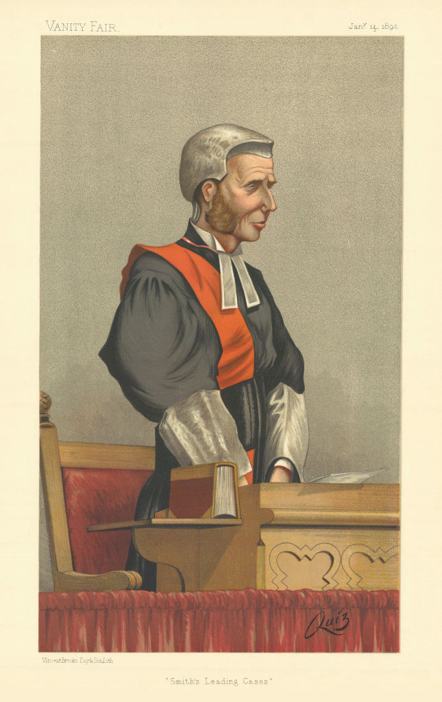 VANITY FAIR SPY CARTOON Richard Collins 'Smith's Leading Cases' Judge. Law 1893