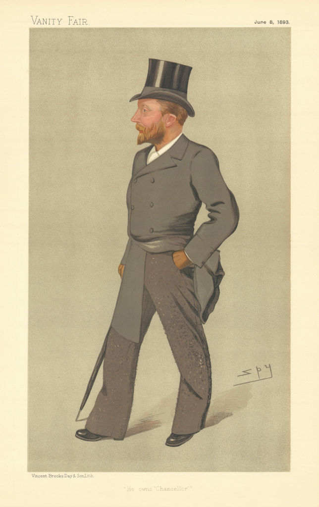 VANITY FAIR SPY CARTOON Fred Crisp 'He Owns 'Chancellor'' Horse racing 1893
