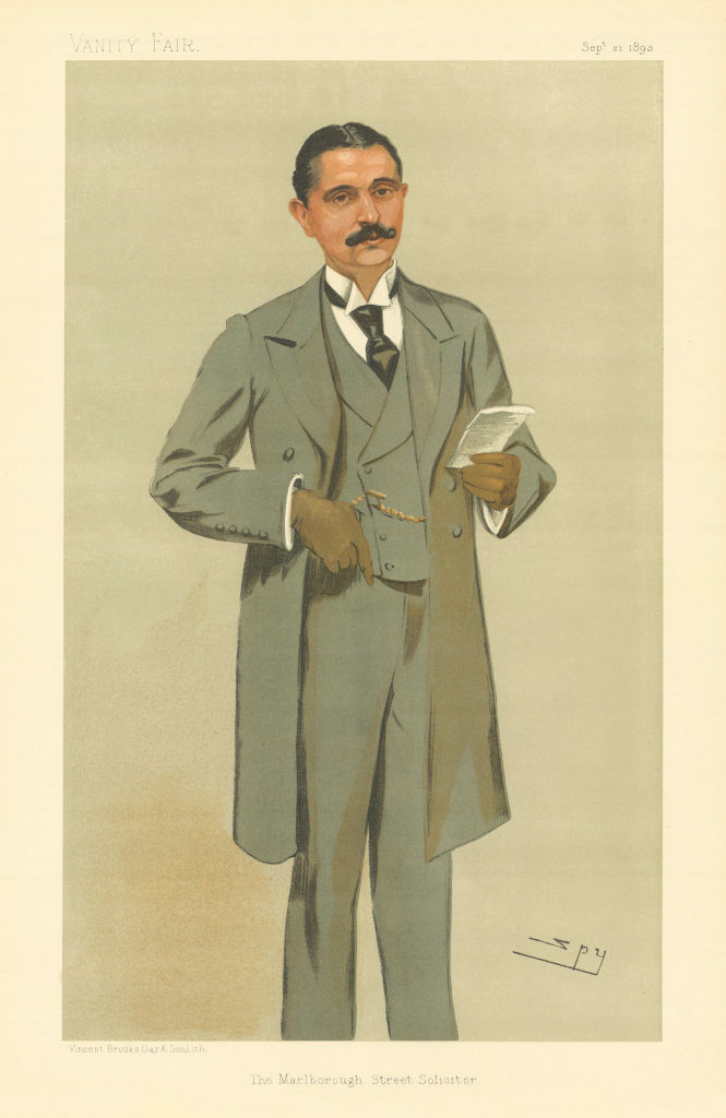 VANITY FAIR SPY CARTOON Arthur Newton 'The Marlborough Street Solicitor' 1893