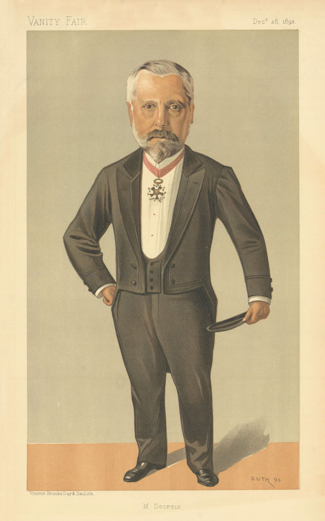 VANITY FAIR SPY CARTOON Pierre Louis Albert Decrais 'M Decrais' Diplomat 1893