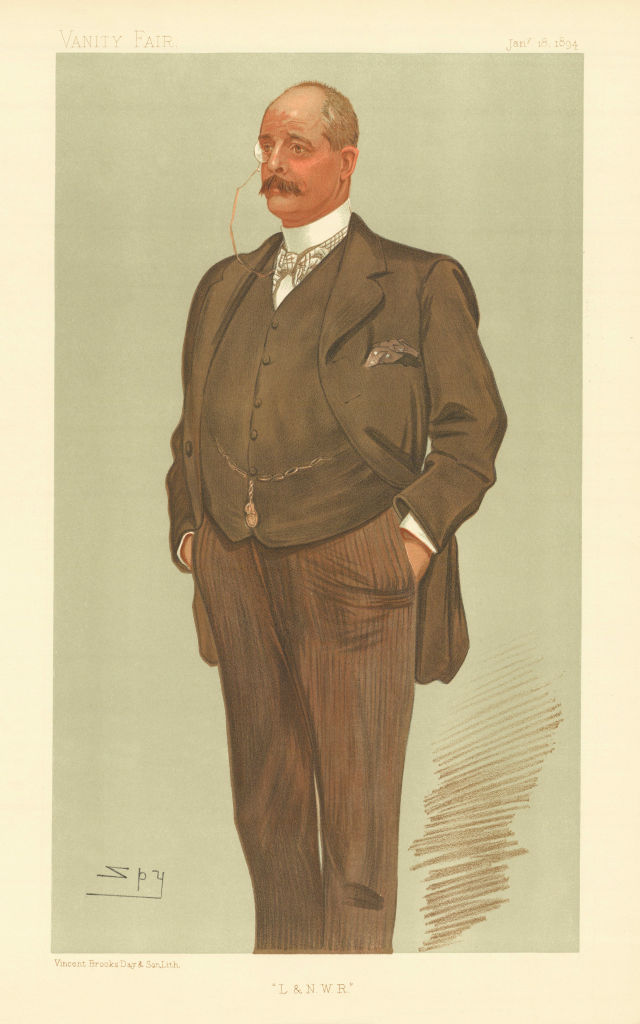 VANITY FAIR SPY CARTOON Frederick Harrison 'L & NWR' Railways 1894 old print