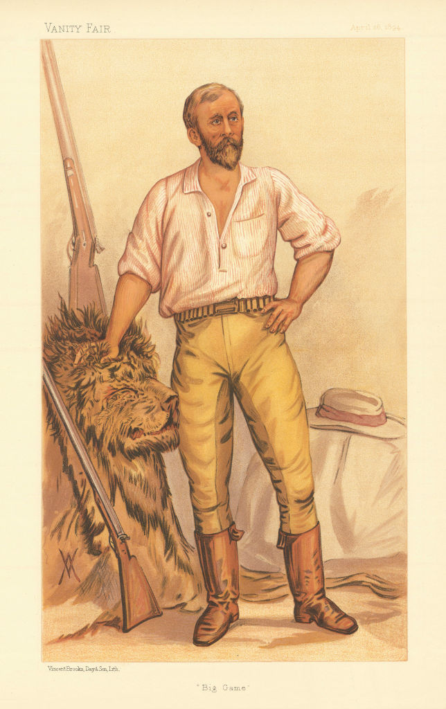 VANITY FAIR SPY CARTOON Frederick Selous 'Big Game' Hunter. By VA 1894 print