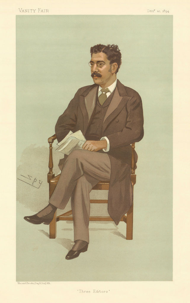 VANITY FAIR SPY CARTOON Clement King Shorter 'Three Editors'. Journalist 1894
