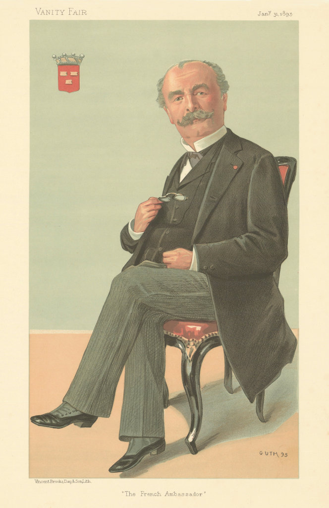 VANITY FAIR SPY CARTOON Baron Chodron de Courcel 'The French Ambassador' 1895