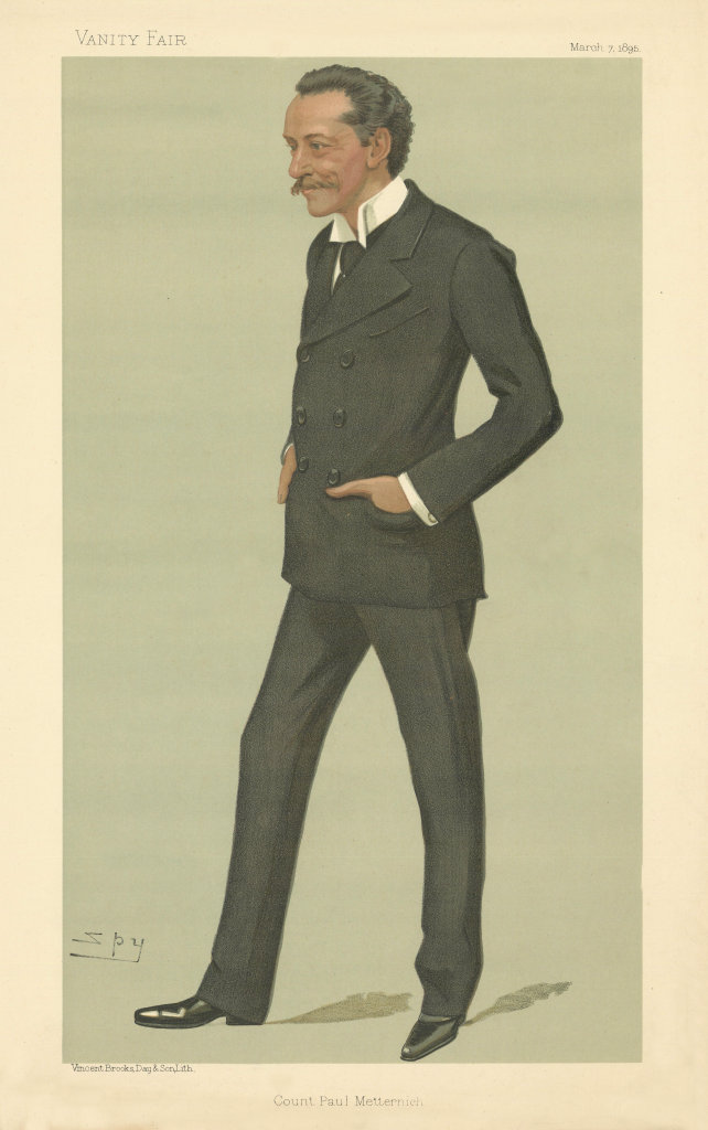 VANITY FAIR SPY CARTOON 'Count Paul Metternich'. German Prussian Diplomat 1895