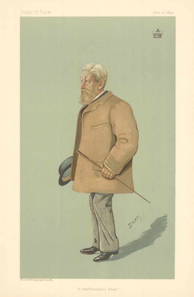 VANITY FAIR SPY CARTOON Arthur, 3rd Baron Wrottesley 'A Staffordshire Peer' 1895