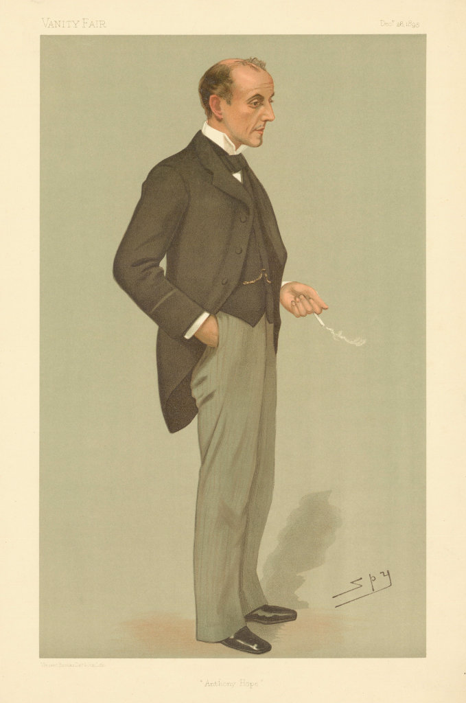 VANITY FAIR SPY CARTOON 'Anthony Hope' Hawkins. Writer 1895 old antique print