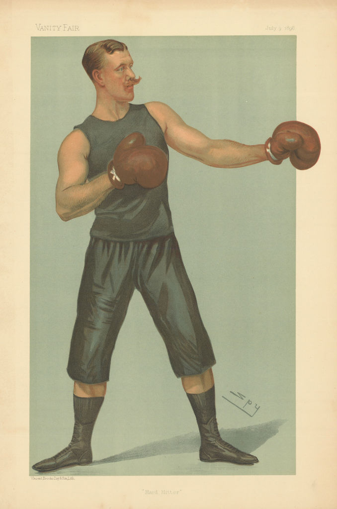 VANITY FAIR SPY CARTOON Walter Edgeworth-Johnstone 'Hard Hitter' Boxer 1896