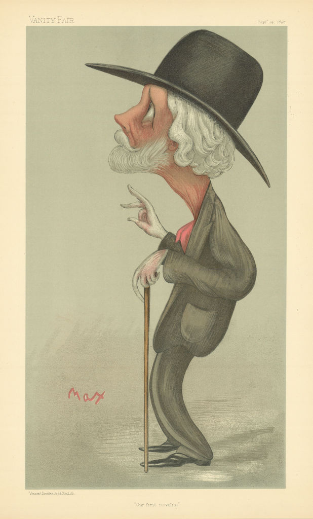 VANITY FAIR SPY CARTOON George Meredith 'Our first novelist' by Max. Poet 1896