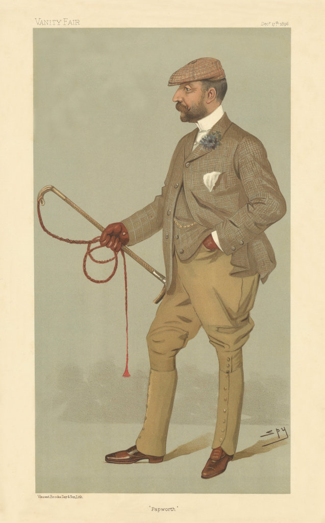 VANITY FAIR SPY CARTOON Ernest Terah Hooley 'Papworth' Horses 1896 old print