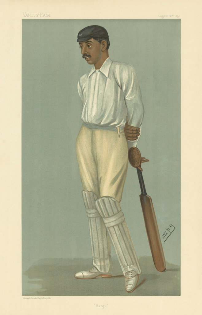VANITY FAIR SPY CARTOON K.S. Ranjitsinhji 'Ranji' Indian Cricket. Batsman 1897